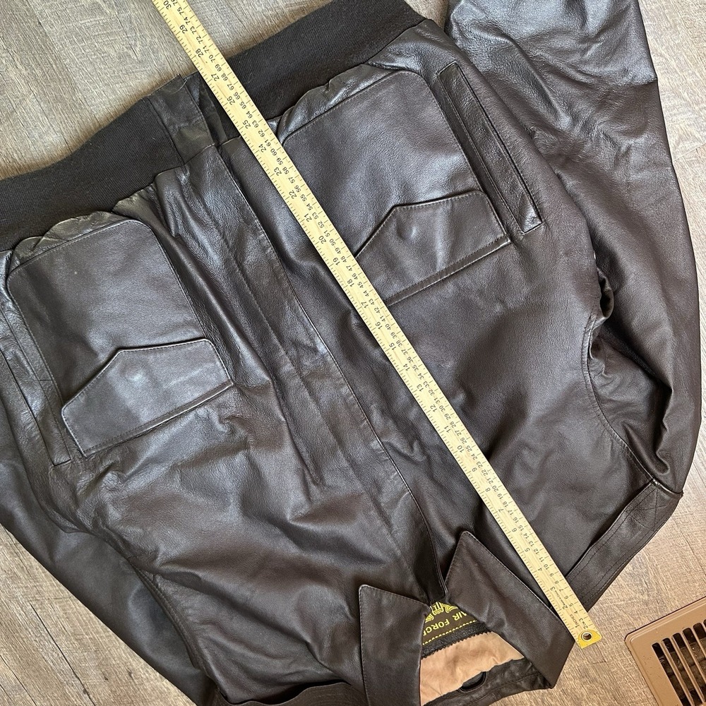 NEW Air Force Landing Leather A2 Bomber Jacket Men Vintage Military USA Size XL - Picture 6 of 9
